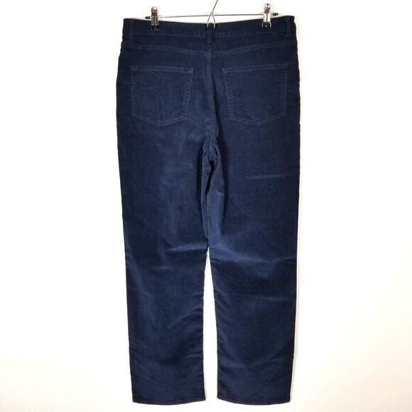 Rouge Paris Women Corduroy Pants Straight Leg Blue 44 US 12 - Picture 3 of 5